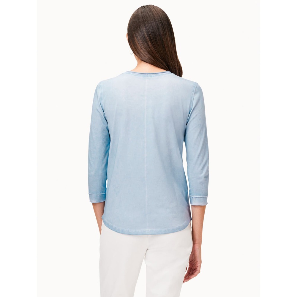 Nic + Zoe NZT 3/4 Sleeve Roll V Tee Quarter Sleeve Raw Hem - Picture 2 of 8